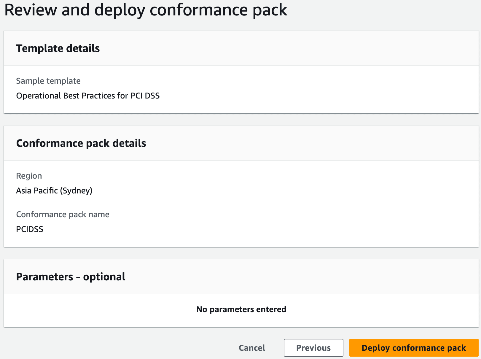Deploy conformance pack