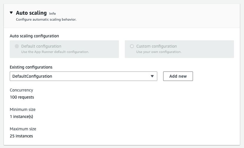 AppRunner autoscaling feature