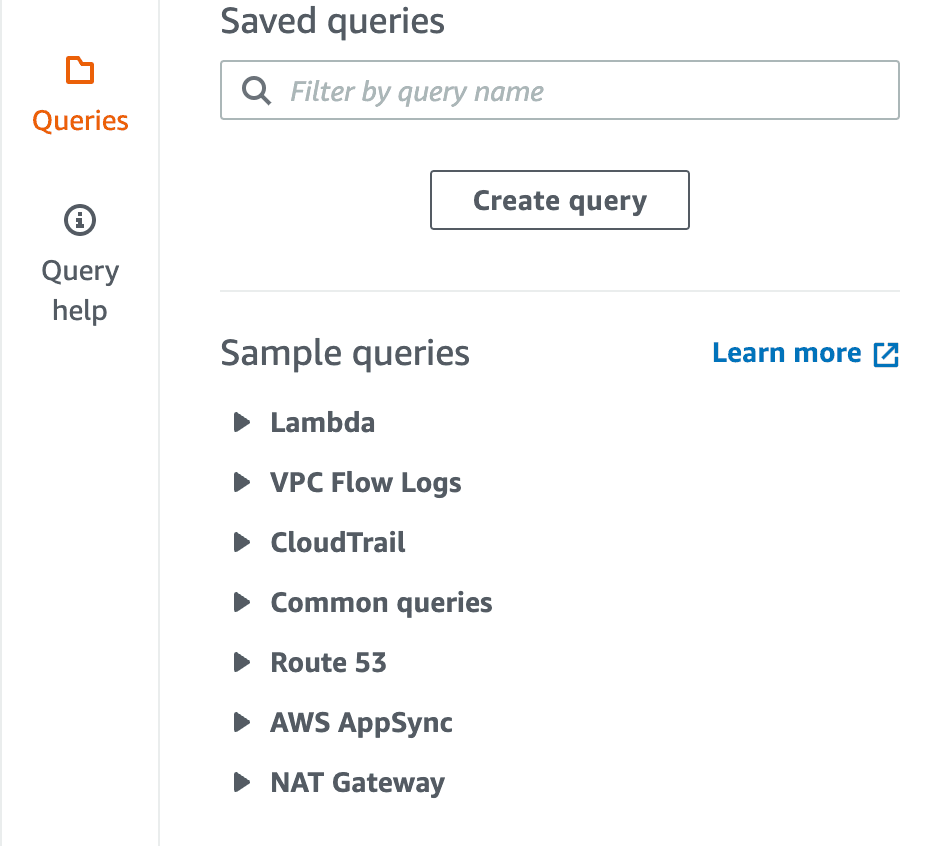 CloudWatch Log Insights premade queries