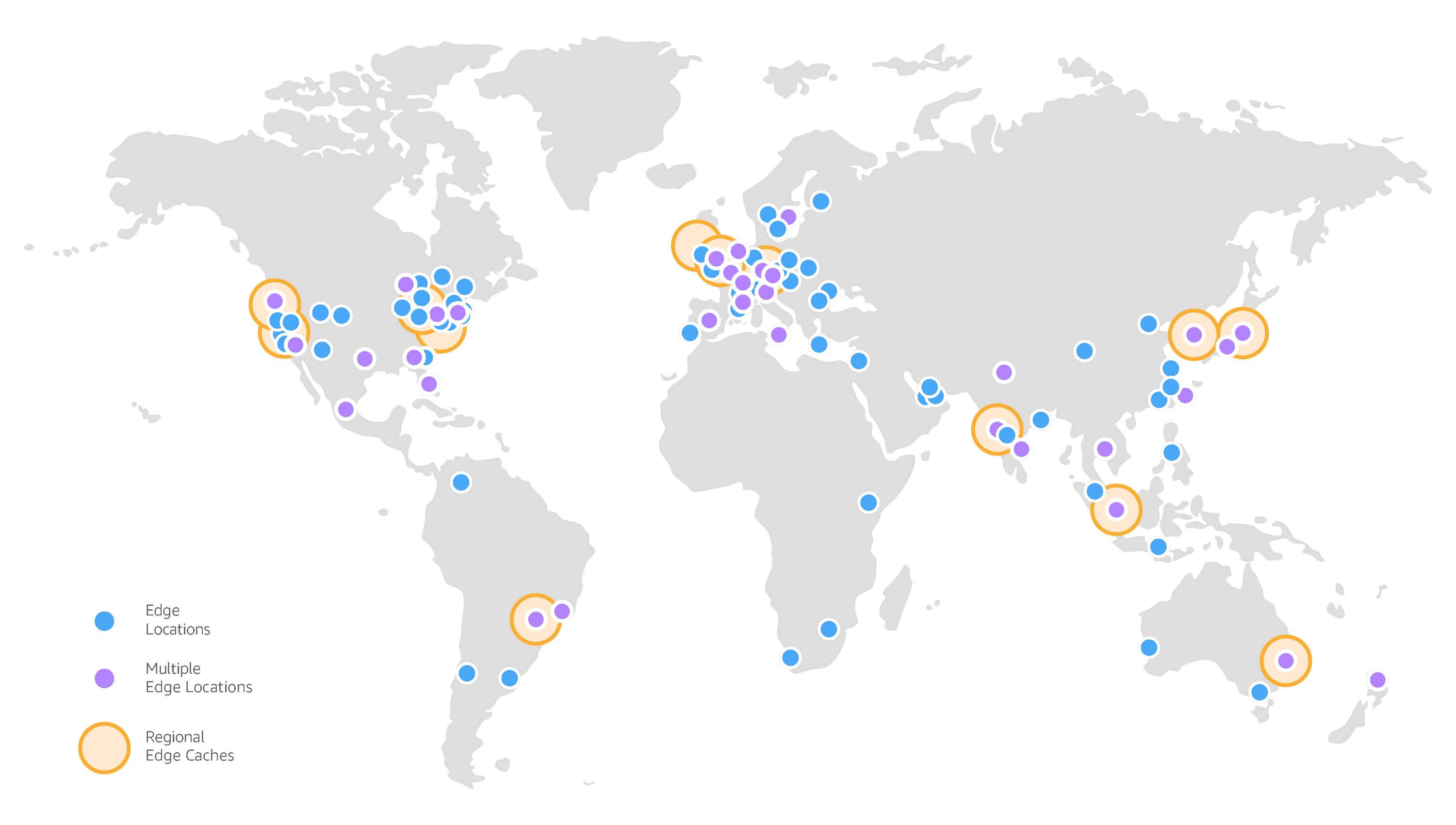 World map of Amazon CloudFront Edge Locations