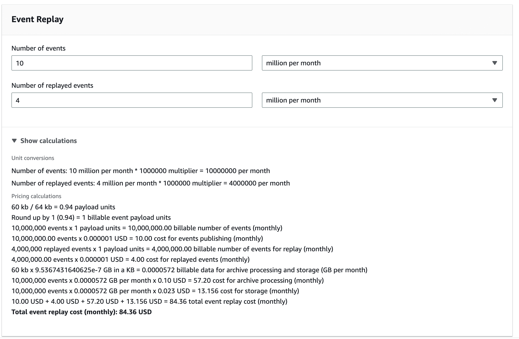 AWS Eventbridge Event Replay Pricing