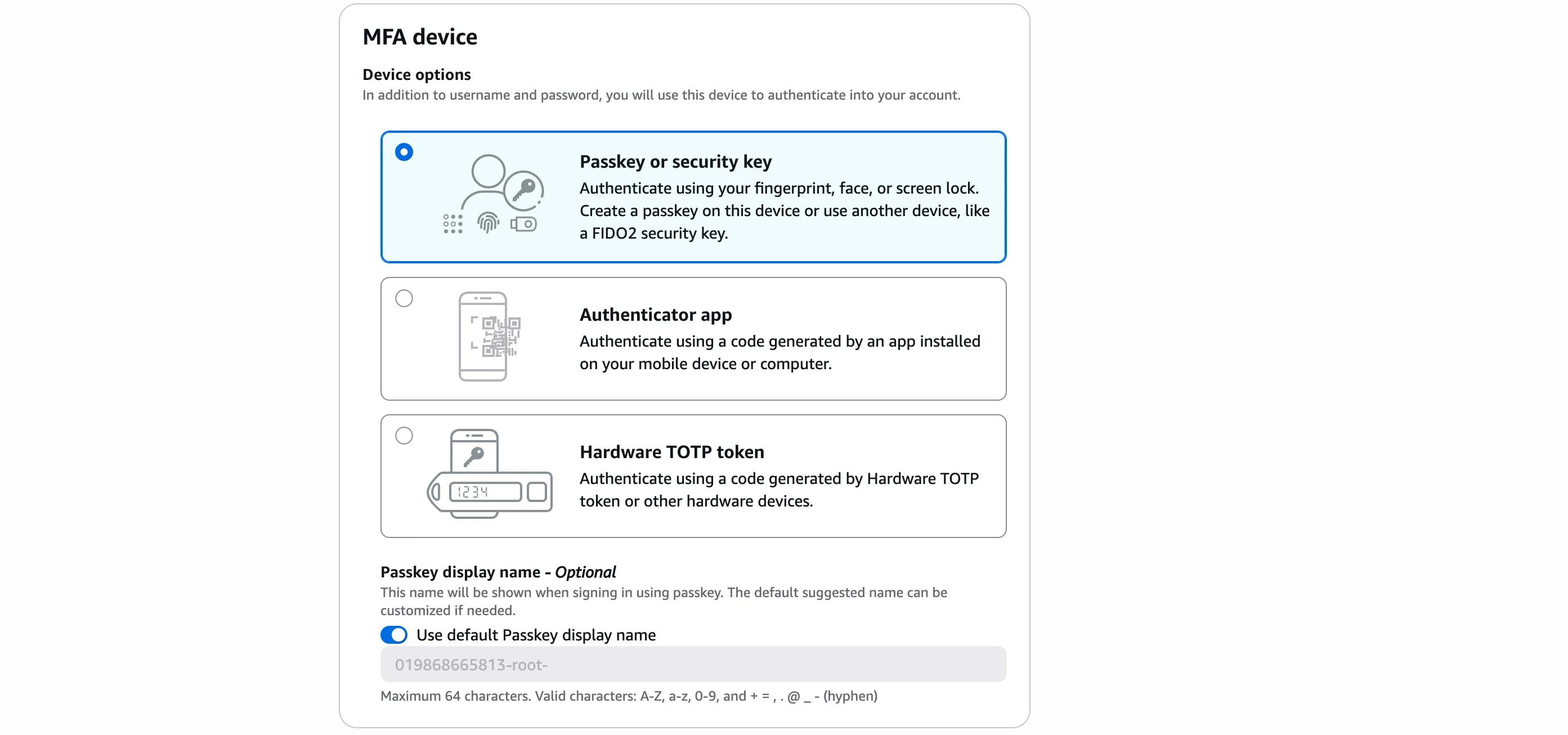 MFA device setup