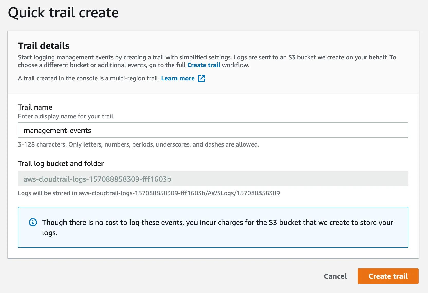 Create a CloudTrail Trail
