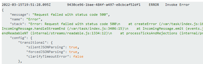 Lambda error in CloudWatch