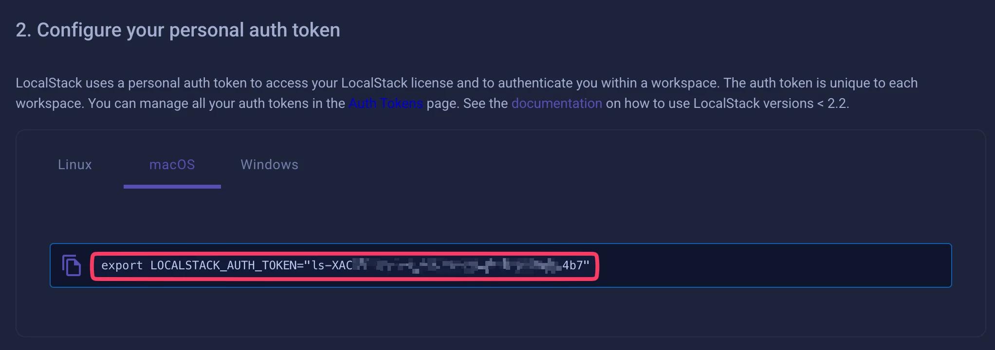 LocalStack Auth Token