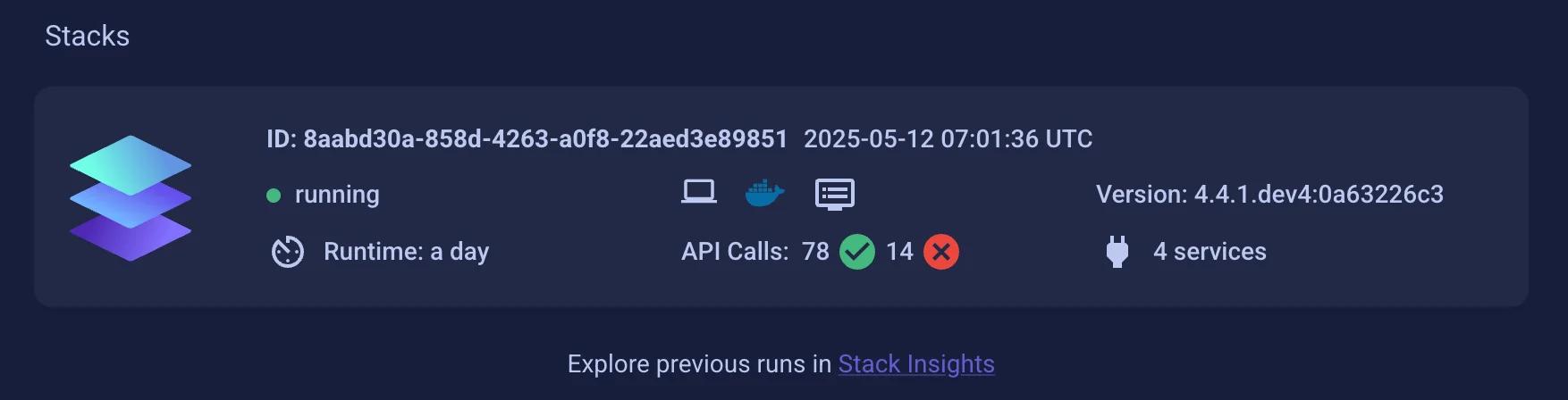 Resources shown in the LocalStack Dashboard