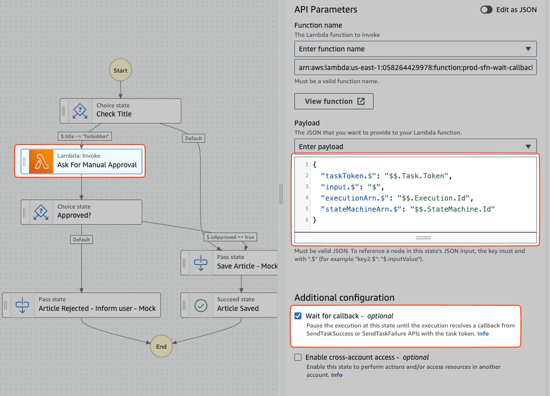 Implementing Callback Pattern with Step Functions
