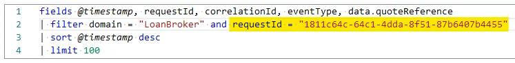 Logs Insights query for a specific request id Logs Insights query for a specific request id