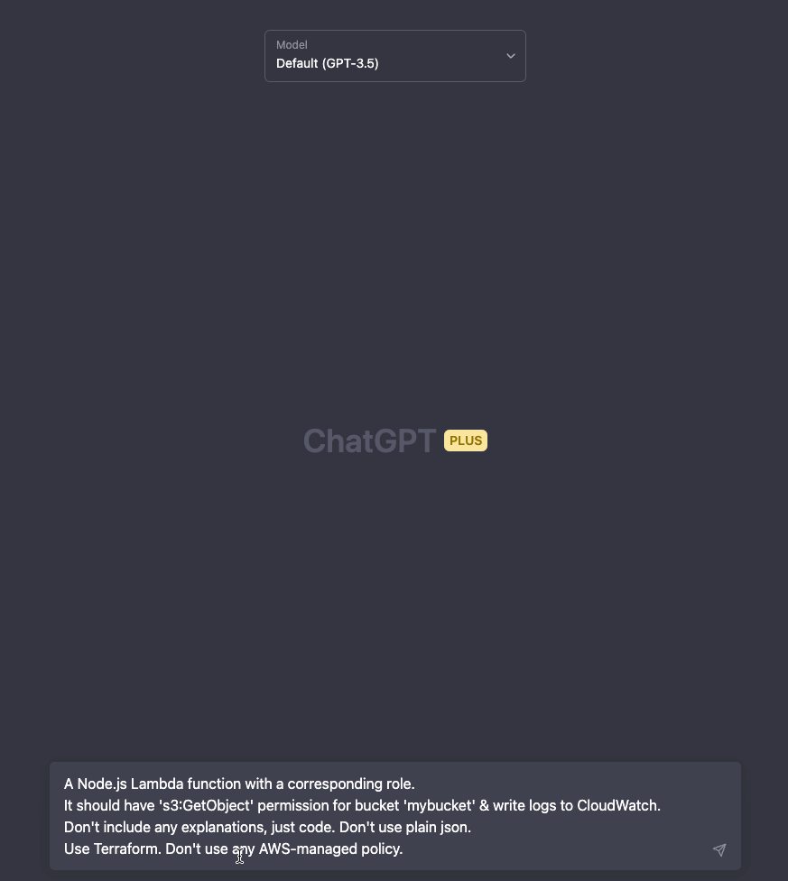 Improving IAM Policies Generation results at ChatGPT by fine-tuning the prompts.